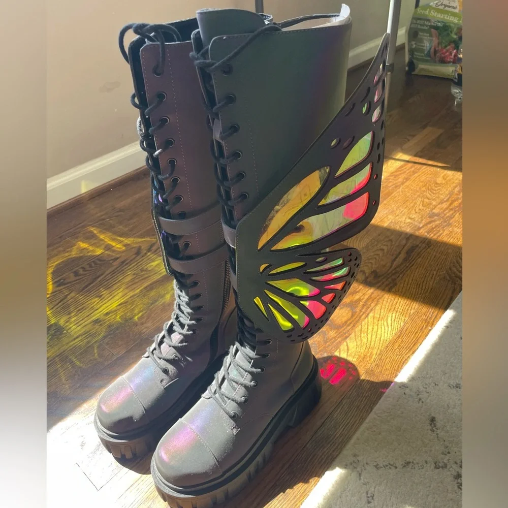 MYSTIC GARDEN REFLECTIVE BUTTERFLY BOOTS - US size 8 - Picture 2 of 10